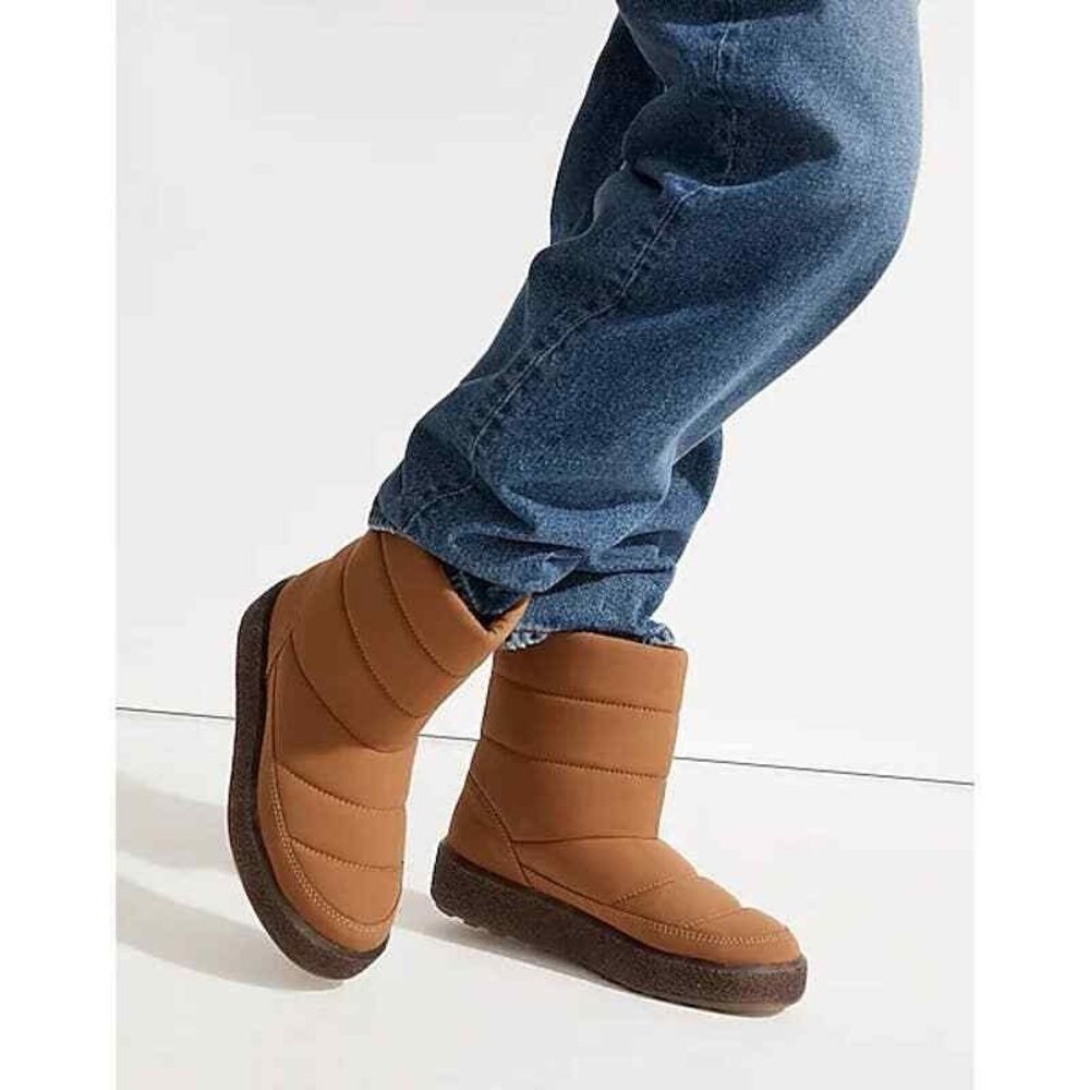 Madewell Puffer Boots 6 Short Snow Insulated Warm Waterproof Casual Tan Brown